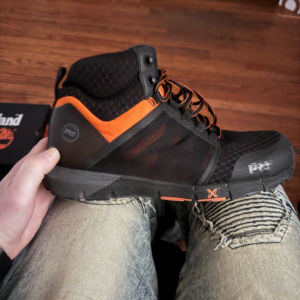 Timberland PRO Men's Black and Orange Work Boots